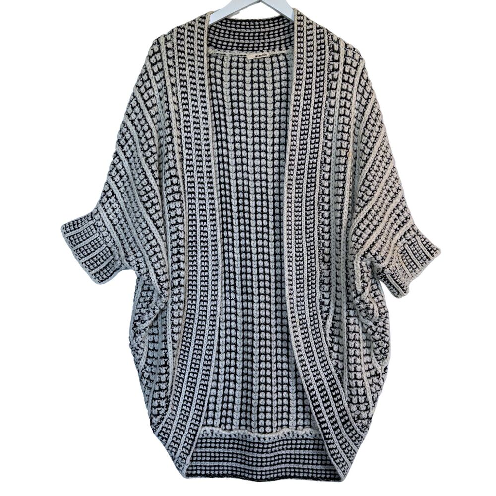 Made Cream & Black Chunky Knit Cocoon Cardigan Sweater – Size L